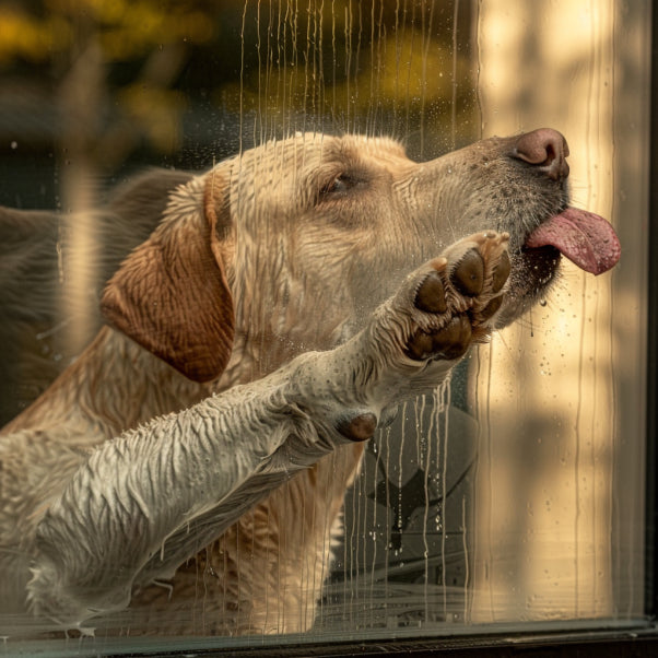 Your dog's artwork belongs in the mud, not on the glass. Call us.